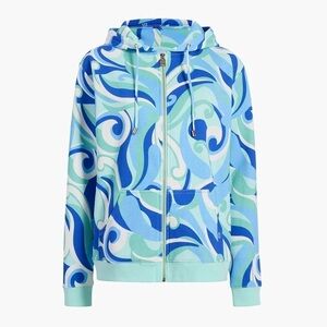 Hill House The Allie Zip Up Hoodie Ocean Kaleidoscope Fleece Sweatshirt L